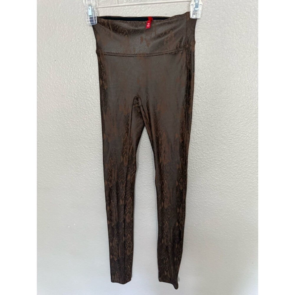 SPANX Brown Snake-Pattern Leggings